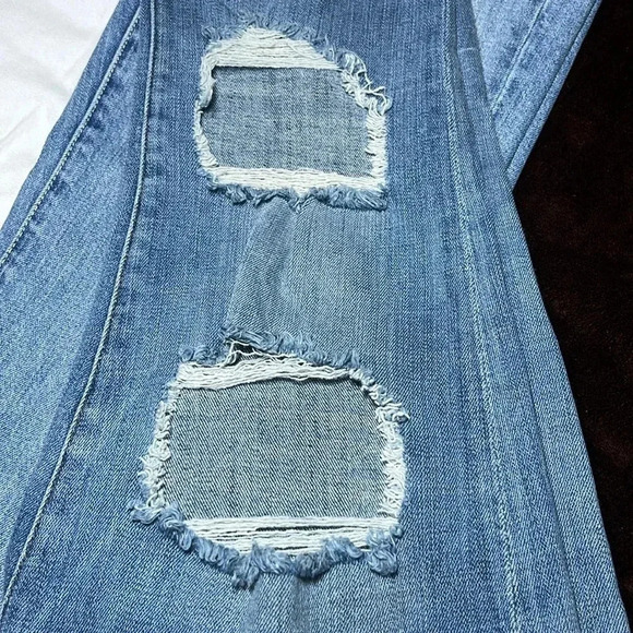 Frame Denim Le High Straight Distressed Jeans Straight Leg Medium Light Wash - Picture 14 of 15